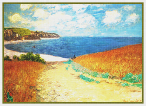 Path Through the Corn at Pourville inspired by Claude Monet's impressionist painting Counted Cross Stitch Pattern