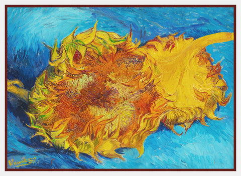 Sunflowers Study #1 by Impressionist Artist Vincent Van Gogh Counted Cross Stitch Pattern DIGITAL DOWNLOAD