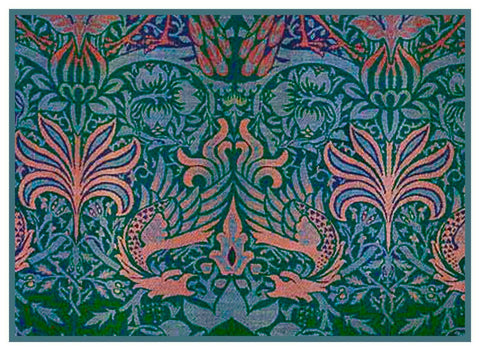 William Morris Dragon Detail Counted Cross Stitch Pattern