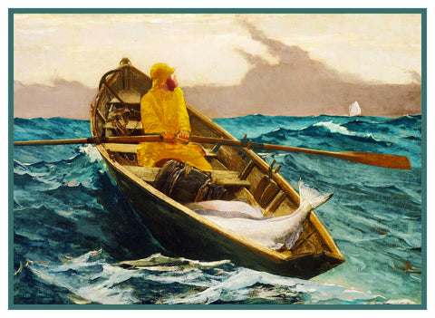 Fog Warning-Dory Seascape by Winslow Homer Counted Cross Stitch Pattern