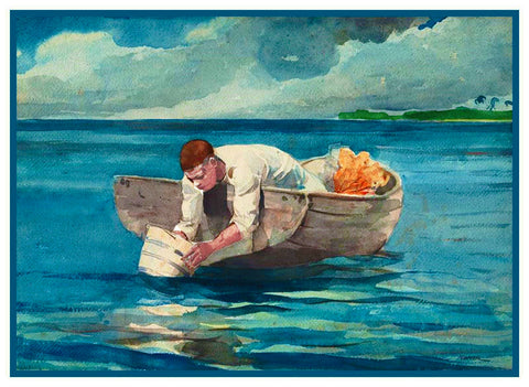 Water Fan Seascape by Winslow Homer Counted Cross Stitch Pattern