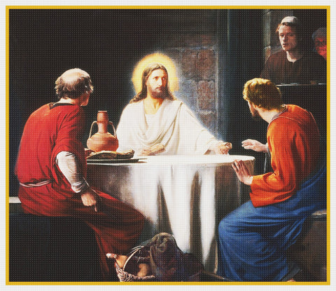 Jesus Christ in Emmaus by Carl Bloch Counted Cross Stitch Chart Pattern