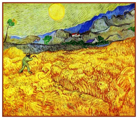 Farm Worker Reaping Wheat by Vincent Van Gogh Counted Cross Stitch Pattern