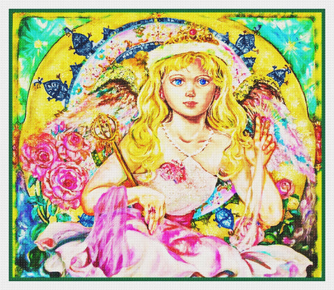 Angel of the Pink Saphire inspired by Yumi Sugai Counted Cross Stitch Pattern
