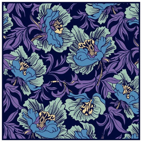 Acanthus Vines Purple Blue Blossoms by William Morris Counted Cross Stitch Pattern