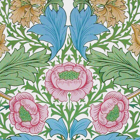 Simplified William Morris Myrtle Design-Square Counted Cross Stitch Pattern