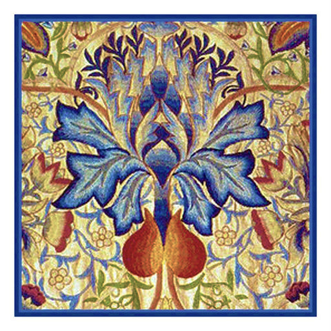Blue Thistle design by William Morris Counted Cross Stitch Pattern