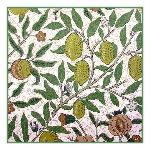 William Morris Fruit in Greens Design Counted Cross Stitch Pattern