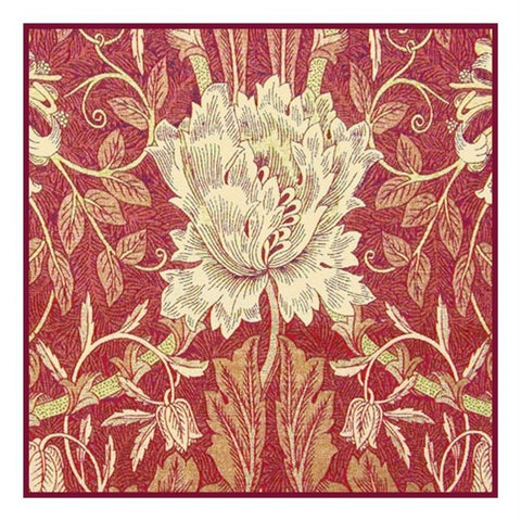 William Morris Wild Tulip Red Design Counted Cross Stitch Pattern