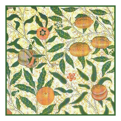 William Morris Peach Fruit Design Counted Cross Stitch Pattern