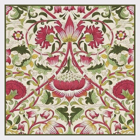 Arts and Crafts Loden Pink Green by William Morris Design Counted Cross Stitch Pattern DIGITAL DOWNLOAD