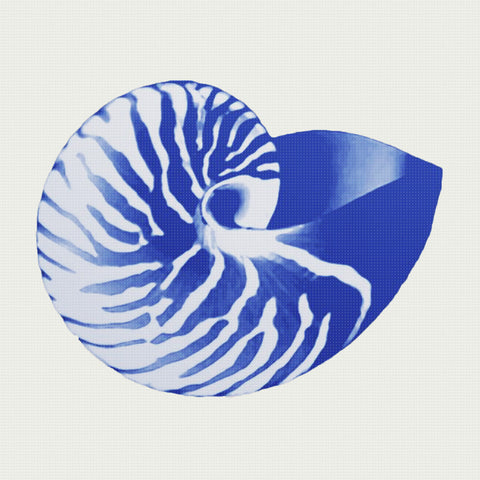 Orenco Originals Beach Sealife Nautical Blue Nautilus Shell Counted Cross Stitch Pattern