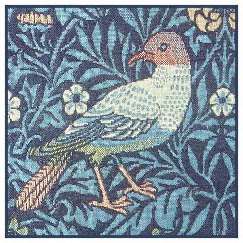 Blue Bird Detail Arts and Crafts William Morris Design Counted Cross Stitch Pattern