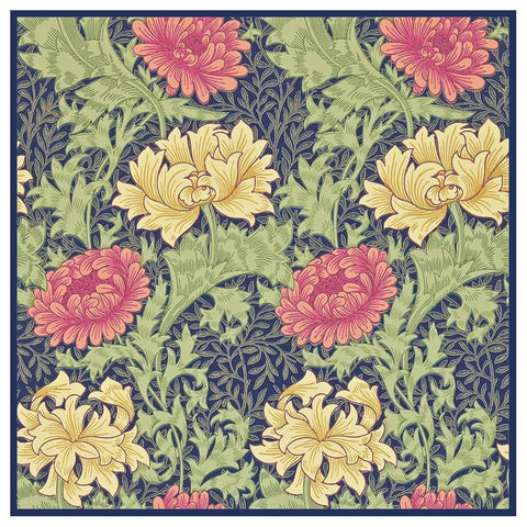 Chrysanthemum detail Blue Pink William Morris Design Counted Cross Stitch Pattern