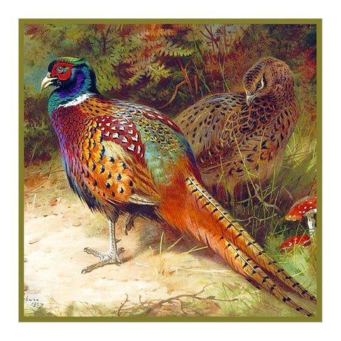 Common Pheasant Detail -20 Count- by Naturalist Archibald Thorburn's Bird Counted Cross Stitch Pattern