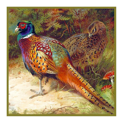 Common Pheasant Detail -20 Count- by Naturalist Archibald Thorburn's Bird Counted Cross Stitch Pattern DIGITAL DOWNLOAD