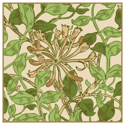 Earthtone Honeysuckle Flower by William Morris Design Counted Cross Stitch Pattern