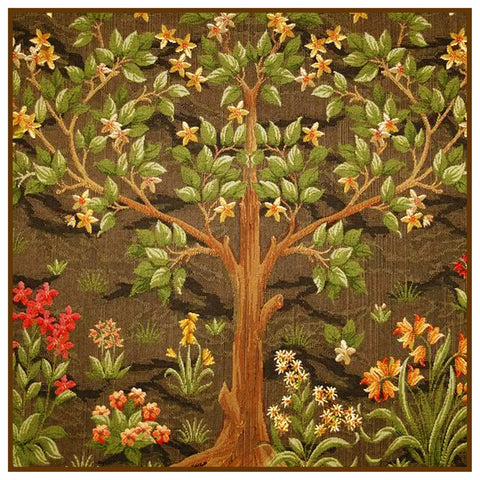Flowering Tree in Browns SQUARE by William Morris Counted Cross Stitch Pattern