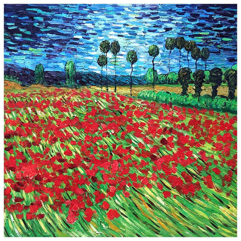 Poppy Field in Bloom Detail by Vincent Van Gogh Counted Cross Stitch Pattern DIGITAL DOWNLOAD