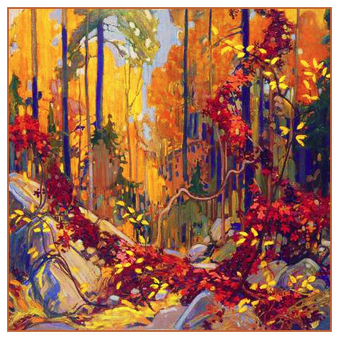 Tom Thomson's Autumn Garland Trees Foliage Canada Landscape Counted Cross Stitch Pattern DIGITAL DOWNLOAD