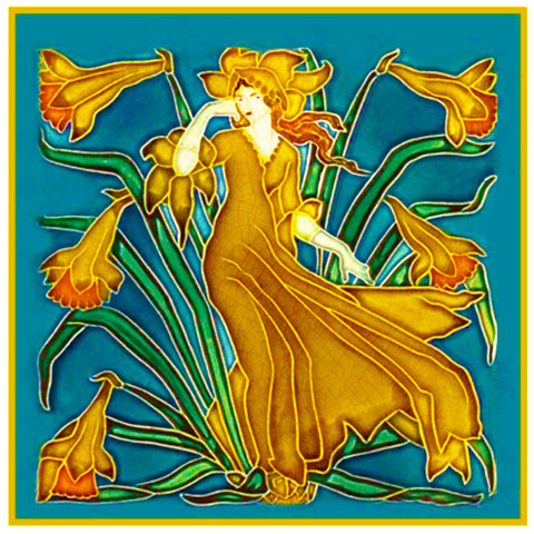 Daffodil Fairy from Flora's Retinue by Arts and Crafts Artist Walter Crane Counted Cross Stitch Pattern DIGITAL DOWNLOAD