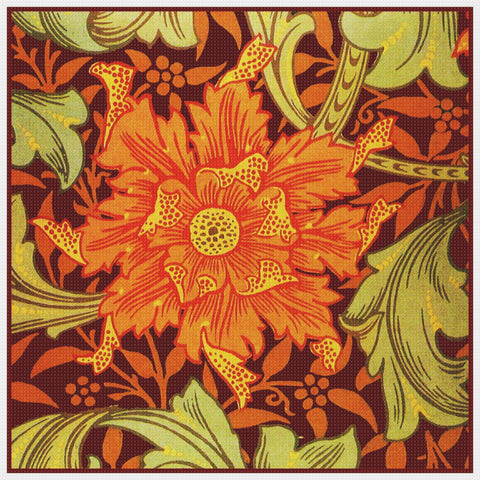 William Morris Orange Marigold detail Design Counted Cross Stitch Pattern