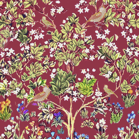 Tree of Life Red Background SQUARE by William Morris Counted Cross Stitch Pattern