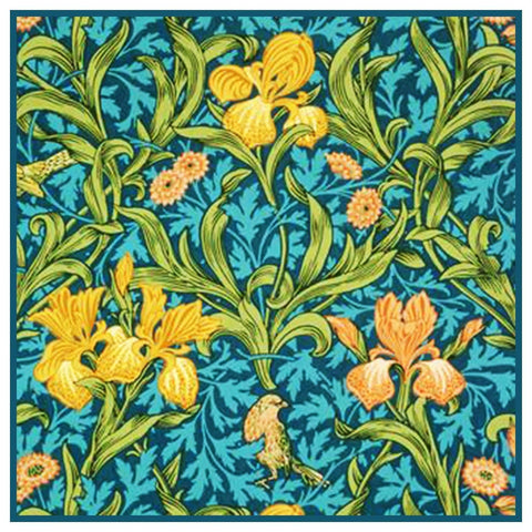 William Morris Bird Irises Flowers detail Design Counted Cross Stitch Pattern