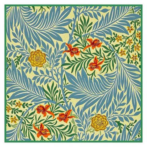 William Morris Blue Larkspur Floral Design Counted Cross Stitch Pattern