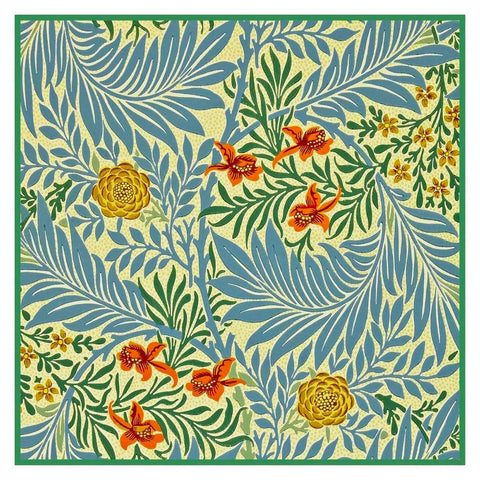 William Morris Blue Larkspur Floral Design Counted Cross Stitch Pattern