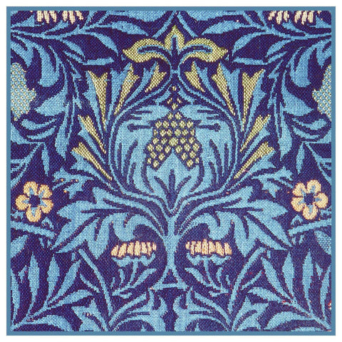 William Morris Blue Vine Flowers detail Design Counted Cross Stitch Pattern