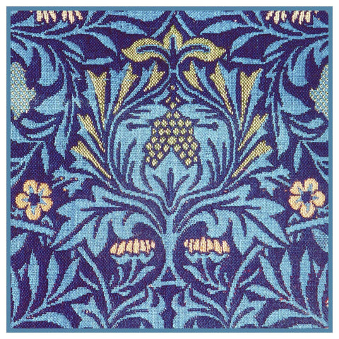 William Morris Blue Vine Flowers detail Design Counted Cross Stitch Pattern