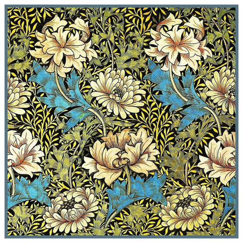 William Morris Chrysanthemum Flower detail Design Counted Cross Stitch Pattern