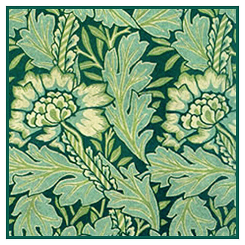 William Morris Green Anemone detail Design Counted Cross Stitch Pattern