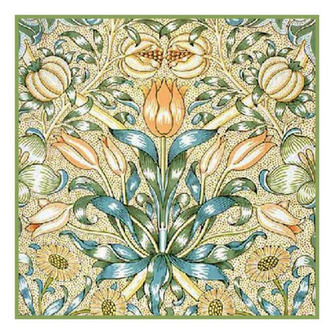 William Morris Lily and Pomegranate Design Counted Cross Stitch Pattern