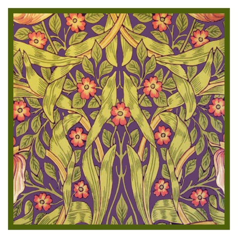 William Morris Magenta Pimpernel detail Design Counted Cross Stitch Pattern