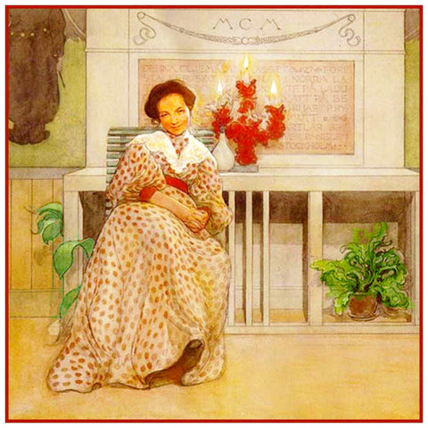 St Lucia Day detail inspired  Swedish Carl Larsson  Counted Cross Stitch Pattern