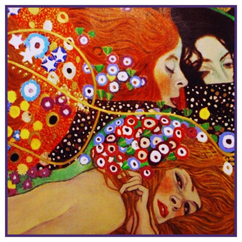 Art Nouveau Water Serpents Gustav Klimt detail Counted Cross Stitch Pattern