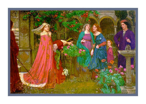 The Enchanted Garden inspired by John William Waterhouse Counted Cross Stitch Pattern
