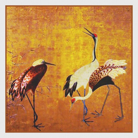 Wild Cranes by Japanese artist Maruyama Okyo Counted Cross Stitch Pattern DIGITAL DOWNLOAD