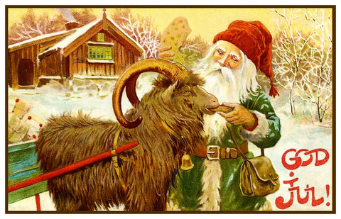 Elf Ram Sled God Jul by Jenny Nystrom Holiday Christmas Counted Cross Stitch Pattern DIGITAL DOWNLOAD