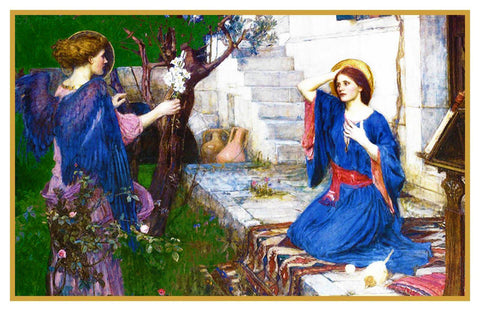 The Annunciation inspired by John William Waterhouse Counted Cross Stitch Pattern