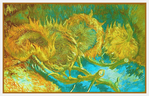 Sunflowers Study #2 by Impressionist Artist Vincent Van Gogh Counted Cross Stitch Pattern DIGITAL DOWNLOAD