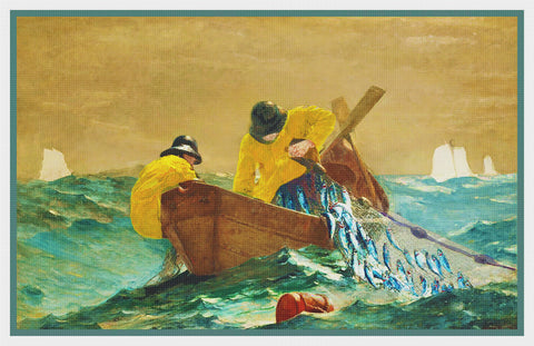 Fishermen-The Herring Net Seascape by Winslow Homer Counted Cross Stitch Pattern