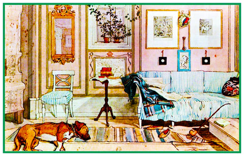 A Lazy Nook inspired by Swedish Carl Larsson  Counted Cross Stitch Pattern