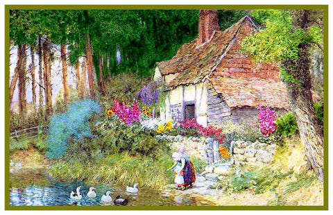 Pond Ducks English Country Cottage Strachan Counted Cross Stitch Pattern
