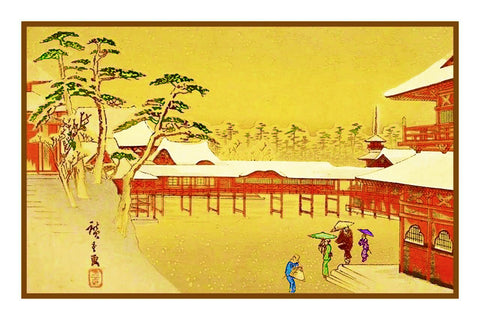 Japanese Hiroshige Toe-zan Temple Asian Counted Cross Stitch Pattern