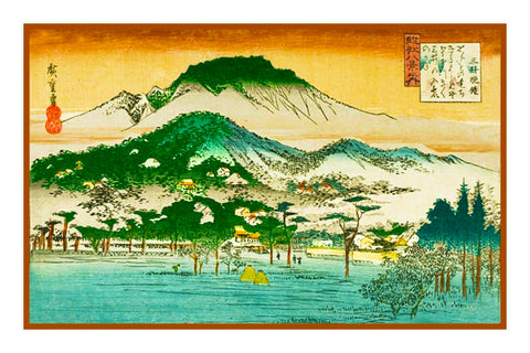 Japanese Hiroshige Monastery Evening Bell Miidera Counted Cross Stitch Pattern
