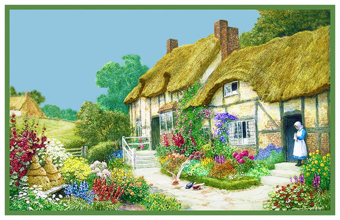 Thatched Roof English Country Cottage Strachan Counted Cross Stitch Pattern
