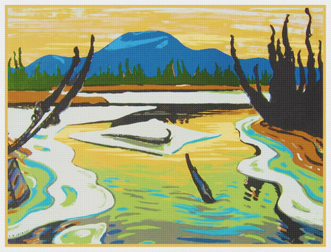 Canadian Group of Seven - A. Y. Jackson the Smart River Canadian Landscape Counted Cross Stitch Pattern